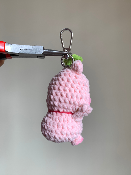 Pig With Sprout Plushie Keychain