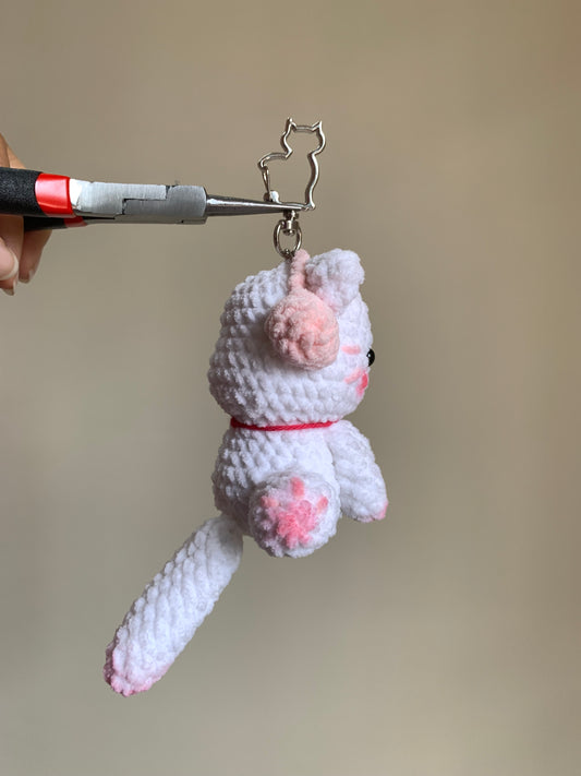 Cat With Headphones Plushie Keychain