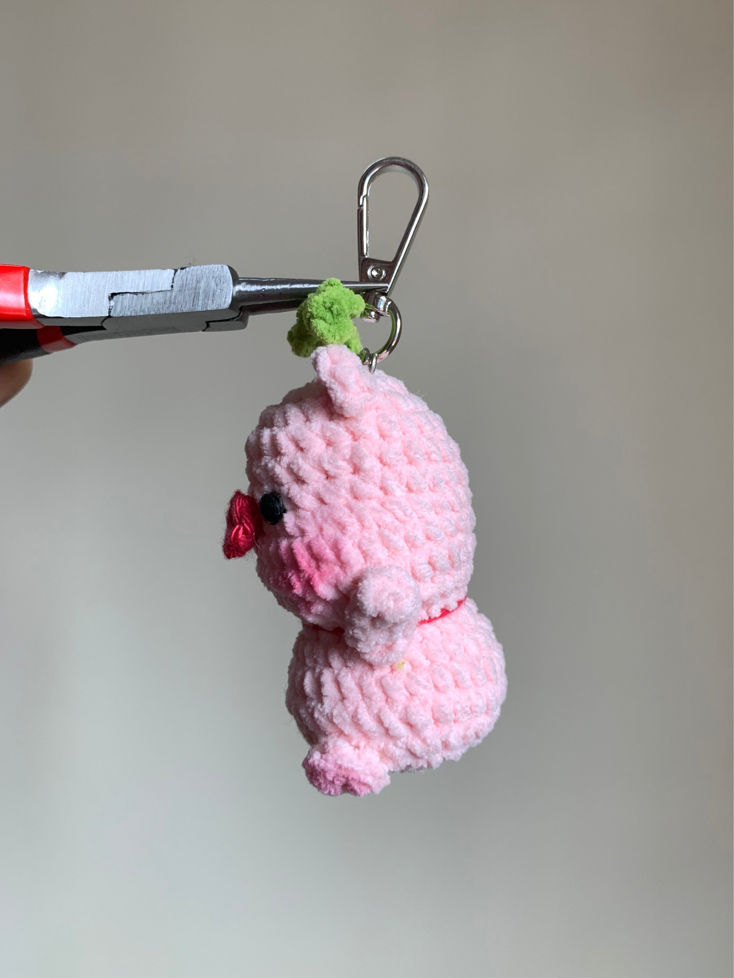 Pig With Sprout Plushie Keychain