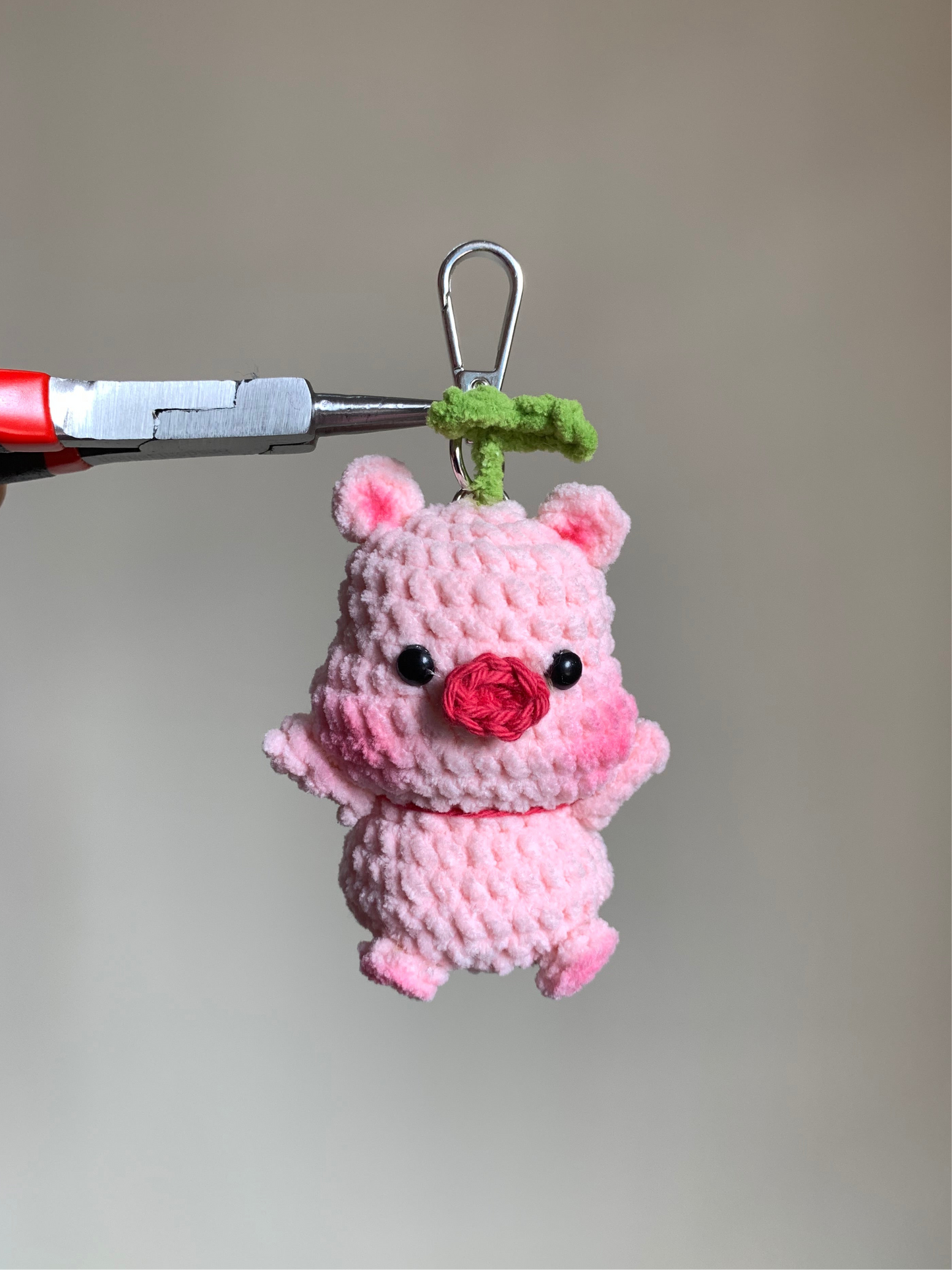 Pig With Sprout Plushie Keychain