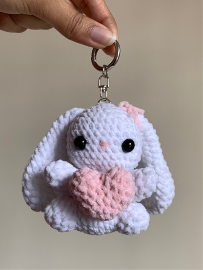 Bunny With Heart Plushie Keychain