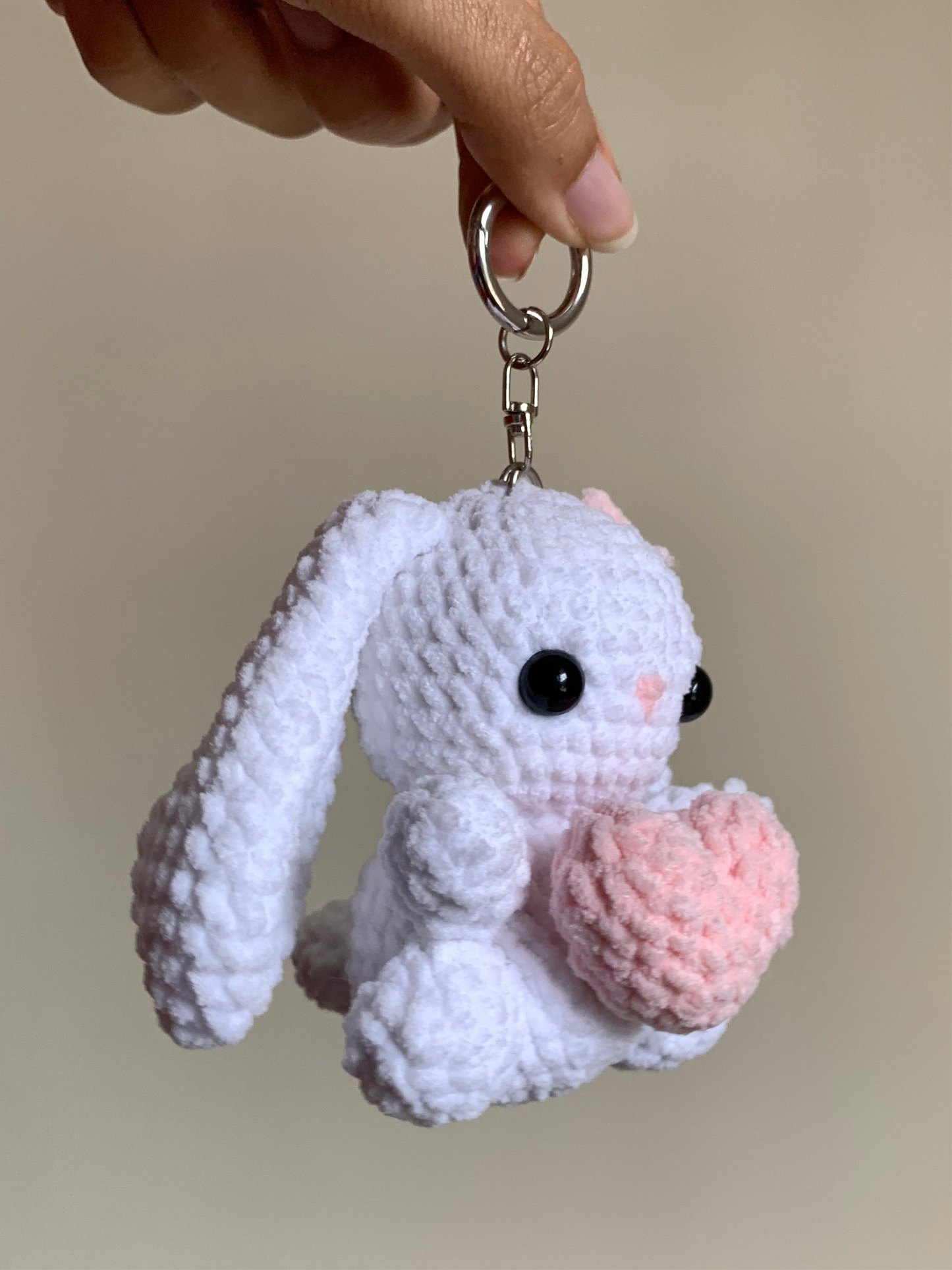 Bunny With Heart Plushie Keychain