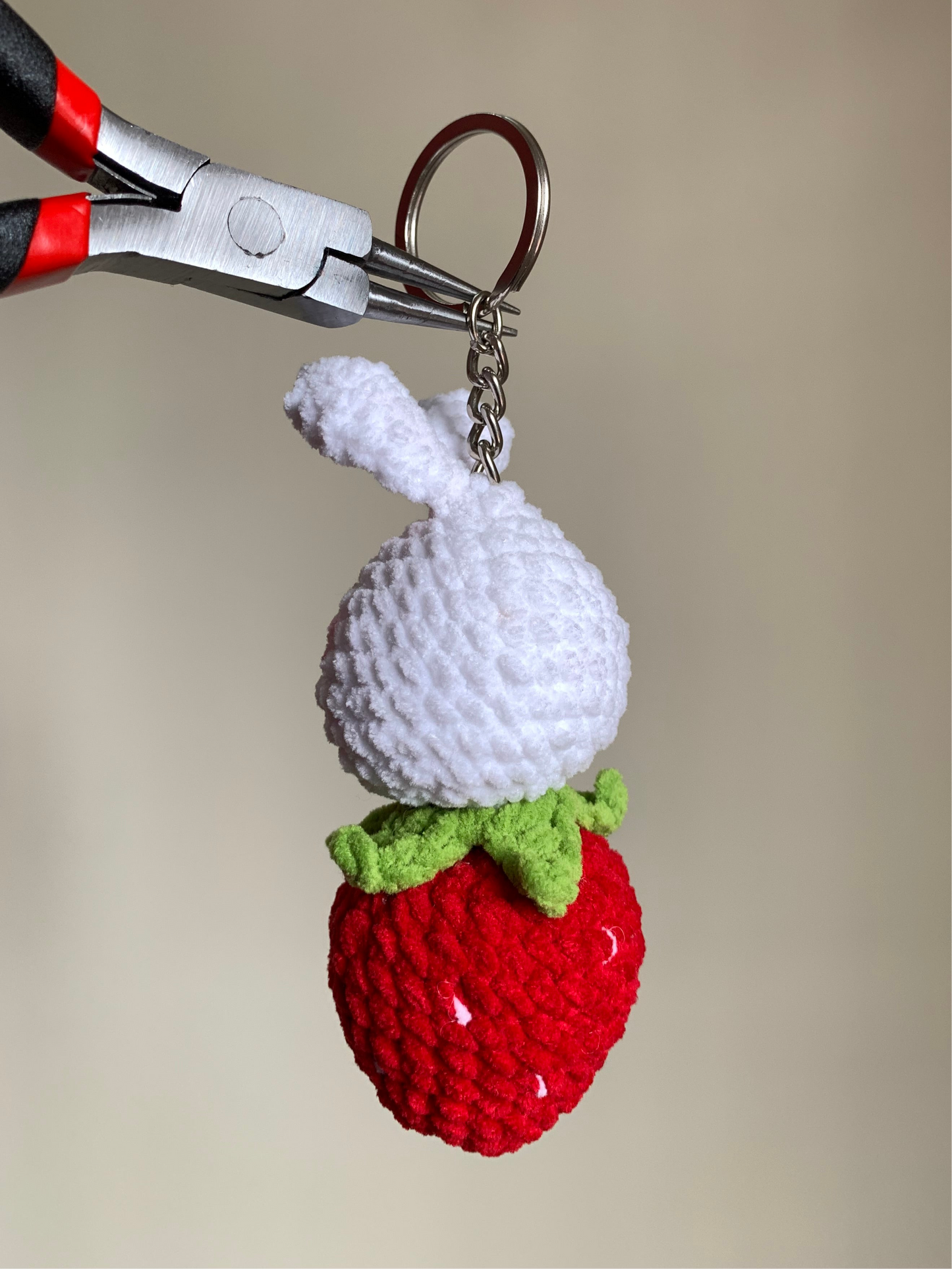 Bunny With Strawberry Plushie Keychain