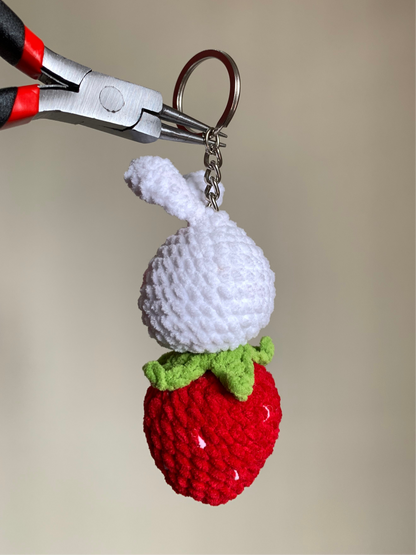Bunny With Strawberry Plushie Keychain