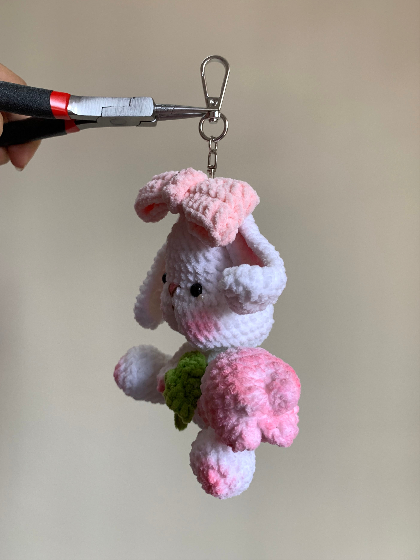 Bow-Tie Bunny With Tulip Plushie Keychain