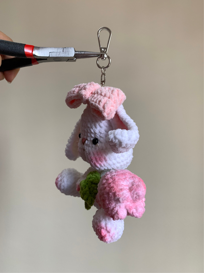 Bow-Tie Bunny With Tulip Plushie Keychain